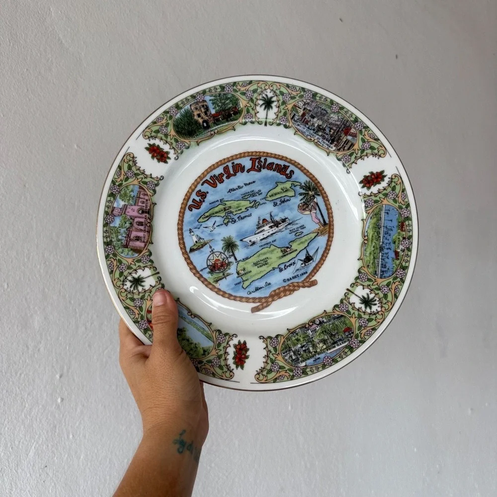 Vintage U.S. Virgin Islands Souvenir Decorative Plate St Thomas St John St Croix